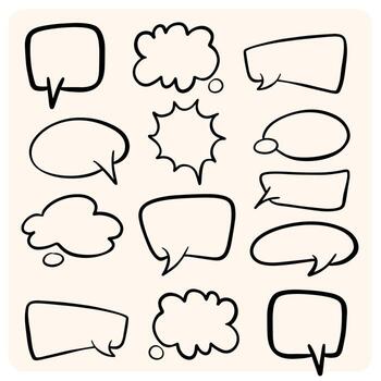 Hand-Drawn Speech Bubbles and Thought Clouds Set with background cream vector