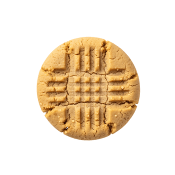 Peanut butter cookie with crosshatch pattern biscuit isolated on a transparent background png
