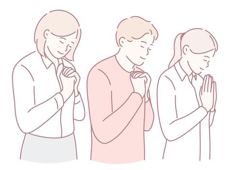 expresiones de profundo gratitud y reflexión retratado mediante sencillo línea Arte tecnicas vector