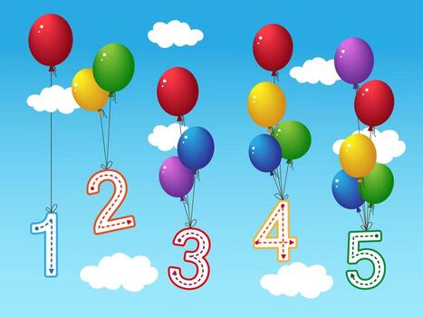 Activity worksheets for kids education with many exercises. Writing practice. Learning numbers from 1 to 5. vector