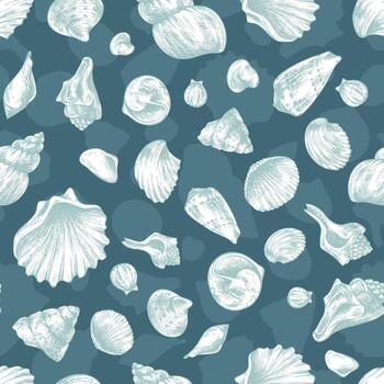 hand-drawn shells design pattern vector