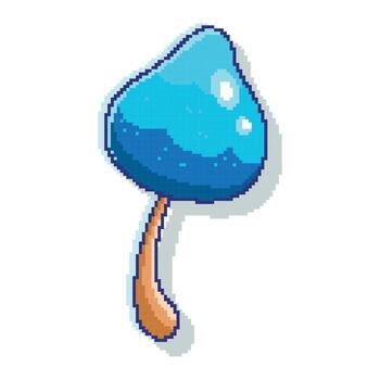 Pixel Art Blue And Orange Mushroom With Shading. Retro-style game mushroom icon, perfect for gaming assets, pixel art projects, 8-bit designs, and sticker collections. vector