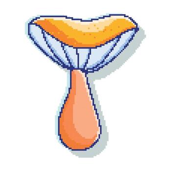 Pixel Art Yellow Mushroom With Shading. Retro-style game mushroom icon, perfect for gaming assets, pixel art projects, 8-bit designs, and sticker collections. vector