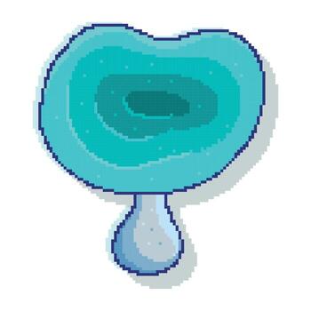 Pixel Art Blue Mushroom With Shading. Retro-style game mushroom icon, perfect for gaming assets, pixel art projects, 8-bit designs, and sticker collections. vector