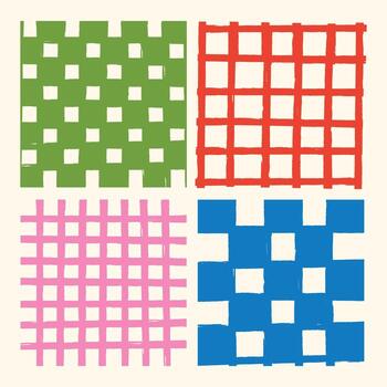 Colorful Retro Check Seamless Pattern Set vector