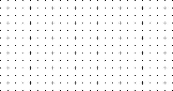 Seamless square grid texture with dots and crosses. note pad drawing pattern. Grid of Crosses and Dots vector