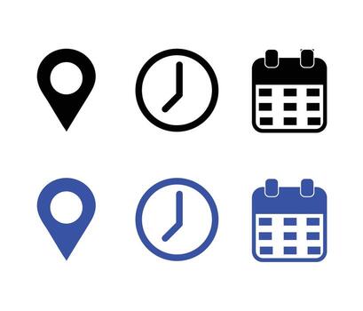 Event icon set, location date and calendar vector