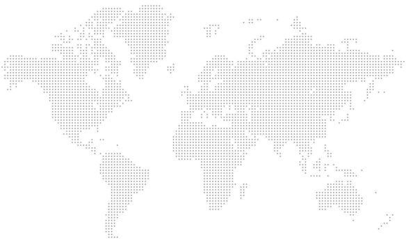 un cuadrado forma punteado mundo mapa. el tierras continentes en un único trama de semitonos modelo. un moderno diseño para tu global negocio necesidades. Perfecto para digital y impresión medios de comunicación. vector