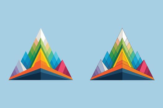Prismatic Mountain Landscape in Low Poly, with Abstract Colorful Geometric Shapes. vector