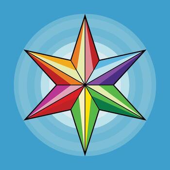 Prismatic Six-Pointed Star with Colorful Geometric and Abstract Design vector