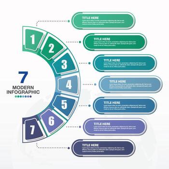 Infographic template with 7 process and number. vector
