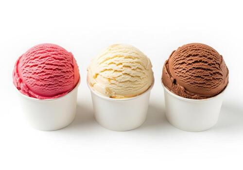 Photo of pink frosting with colorful sprinkles dripping down, isolated on white background