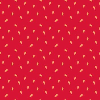 Abstract strawberry seamless pattern. Red background with irregular orange seeds. Repeating texture for print, fabric, and web design. Berry concept vector