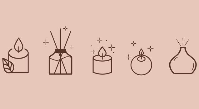 conjunto icono para vela haciendo y difusor vector