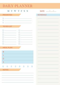 Daily planner page template minimalistic design. Vertical simple journal routine organizer vector