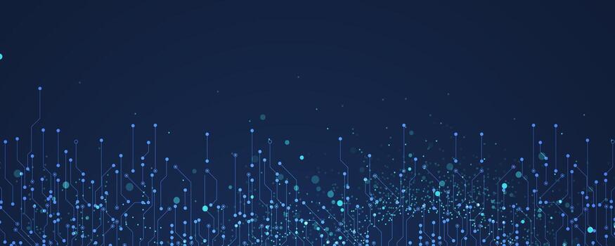 abstract blue circuit background with lines and dots vector