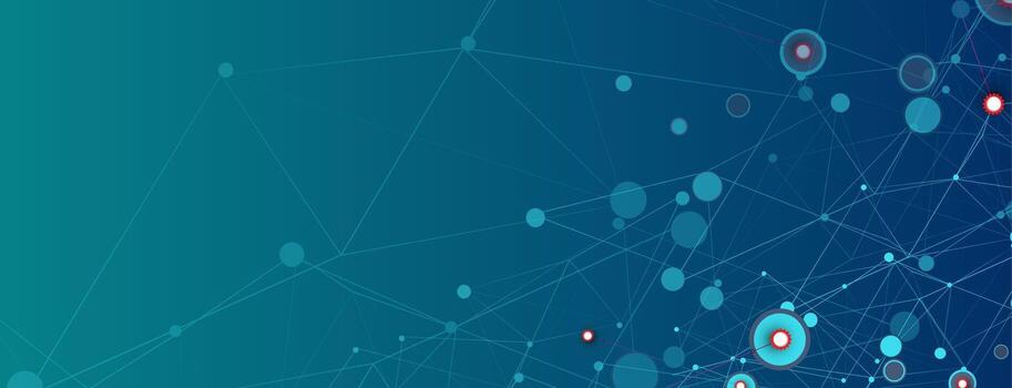 a blue neural network background with many dots and circles vector