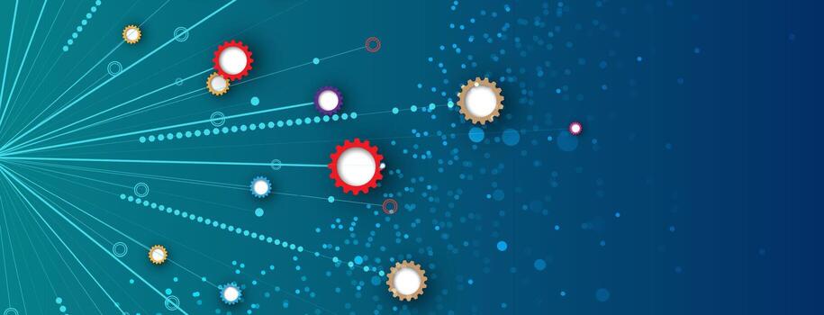 a blue background with many different colored dots vector