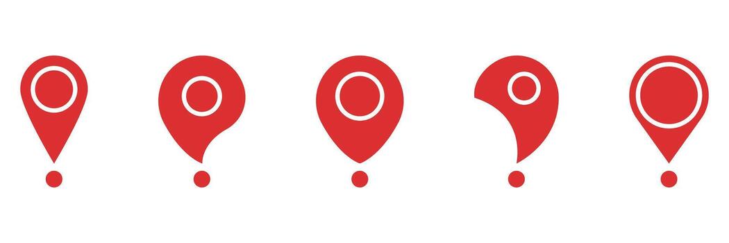 Red Map Pin Icons Solid Icon Set. Location Markers, Navigation, And Geolocation Silhouette Symbol Collection. Ideal For Maps, Gps, And Travel Applications. Isolated Illustration vector