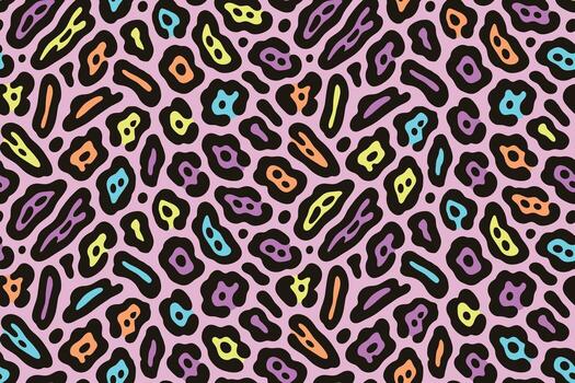 Seamless Colorful Leopard Print Pattern on Soft Pink Background vector