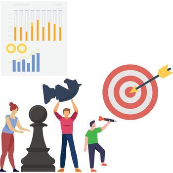 Chess piece and target graphic illustration vector