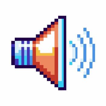 Pixel art loudspeaker icon with sound waves retro digital audio volume symbol, modern minimal game design element vector