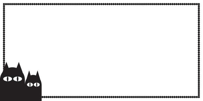 White background with black rounded border and image of two black cats on the bottom left side vector