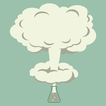 Chemical experiment, explosion in the flask vector