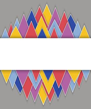 Rectangle banner on abstract triangles background with drop shadows vector