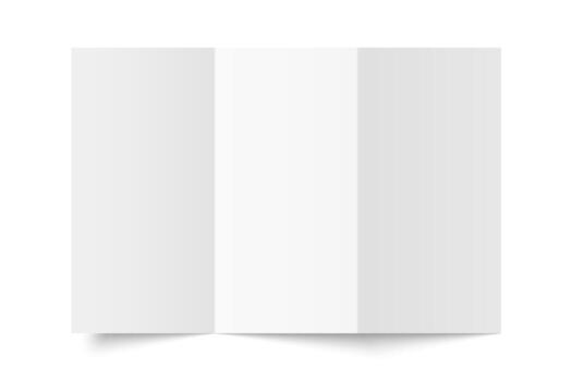 white blank vertical three panel accordion fold opened on white background. Z fold, trifold, leaflet, brochure, booklet, flyer or invitation card mockup. Mock up back side isolated. vector