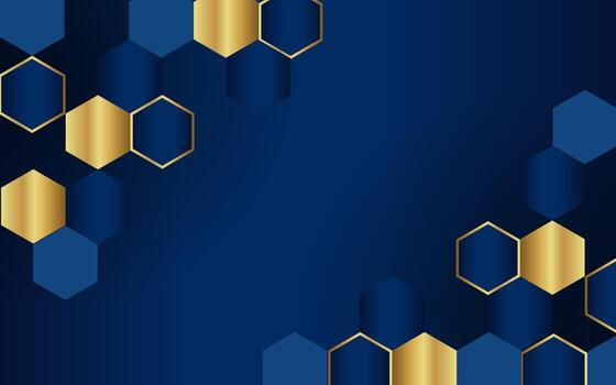 Gradient Hexagonal Blue And Gold Background vector