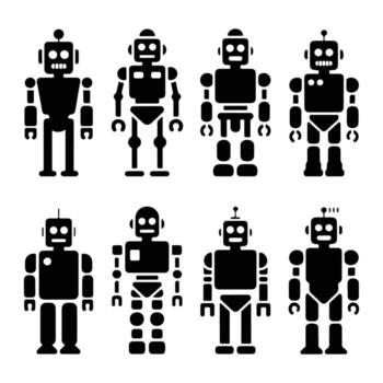 diverso negro robots androide artificial inteligencia vector