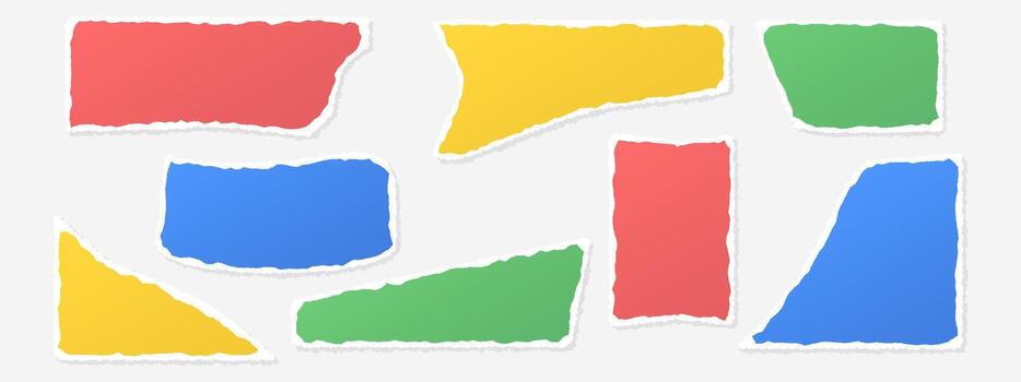 Collage kit made of bright torn paper colourful torn sheets and scraps for mixed media and scrapbooking. notes vector