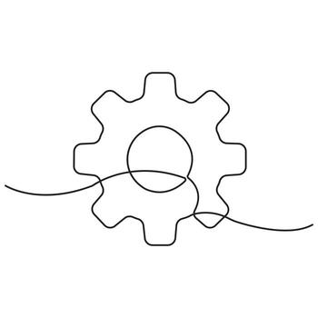 Continuous Line Drawing of Interlocking Gear Representing Settings, Machinery, Engineering, Mechanical System, Technology, Process, Industrial Concept, or Collaboration in Motion vector