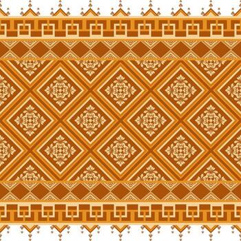 Intricate traditional geometric pattern in warm earth tones. Featuring a detailed, repeating design vector