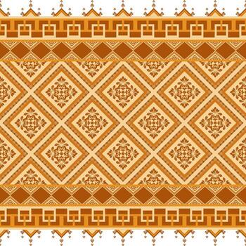 An eye-catching display of a patterned textile, featuring repeating geometric shapes in various shades of brown and beige vector