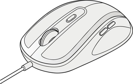 Realistic computer mouse illustration with modern style Detailed computer mouse artwork for technology themes vector