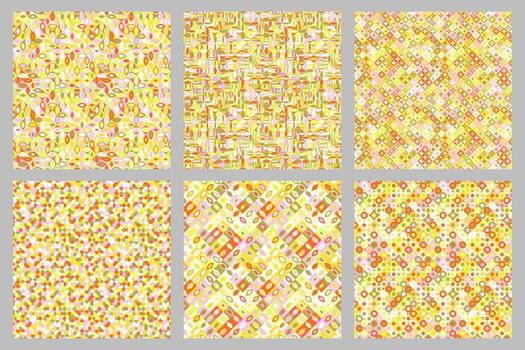 Seamless abstract curved shape pattern background design set vector