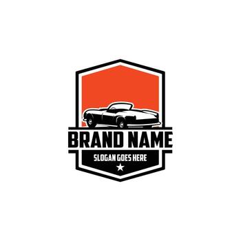 Isolated car logo design. Rear view with a beautiful orange background. Set of ready-to-use isolated logo templates. vector