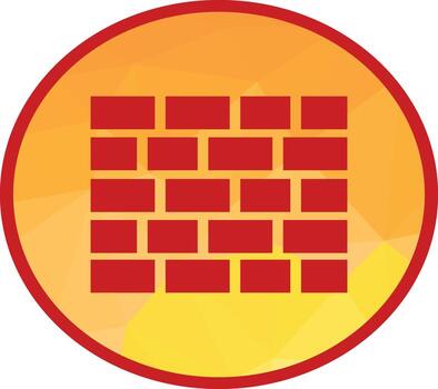 Brick wall icon with red bricks inside a circle. Ideal for construction companies, masonry services, building materials branding, DIY projects, and architectural design illustrations vector