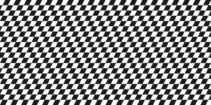 Race checker flag seamless pattern. Black and white rally simple texture. Checkerboard finish f1 design pattern. Inclined lines. Illustration on white background vector