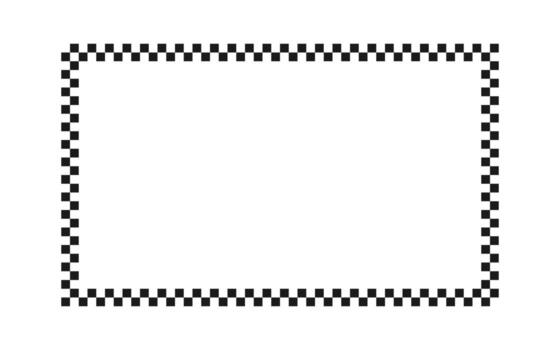 Checkered rectangle frame. Square race checker flag pattern. Checkerboard geometric pattern. Black and white rally square pattern. Finish race frame. illustration on white background vector