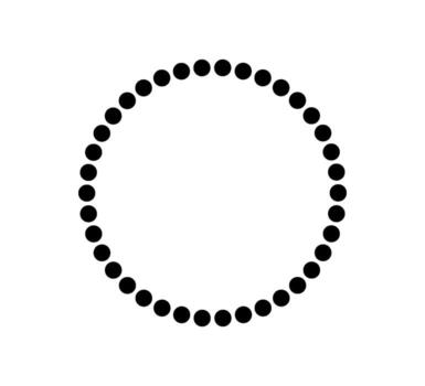 Dotted circle icon. Dotted round lines. Design ring frame. Geometric monochrome shape. Pattern circle. illustration isolated on white background vector