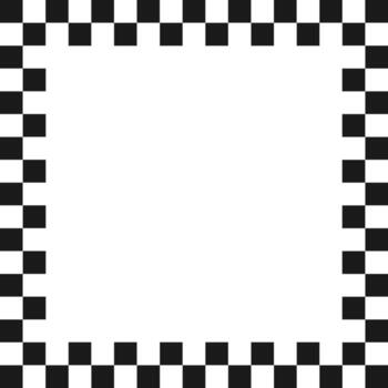 Checkered simple rectangle frame. Square race checker flag pattern. Checkerboard geometric pattern. Black and white rally chess square pattern. Finish race frame. illustration on white background vector