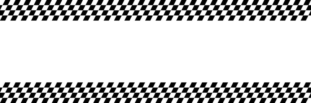 Race checker flag seamless pattern. Black and white rally texture. Checkerboard finish f1 design pattern. Inclined lines. Illustration on white background vector