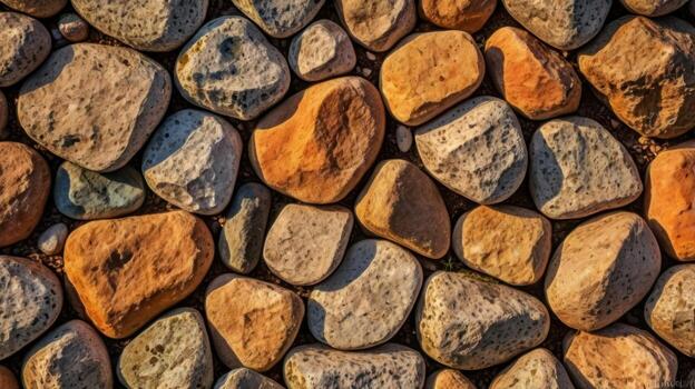 Flat Orange Stones on Pavement photo