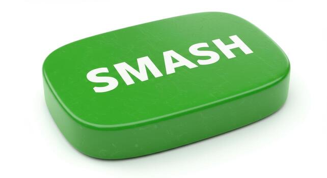 Green Smash Button on White Background photo