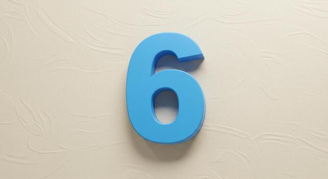 Minimal Number Six on White Wall photo