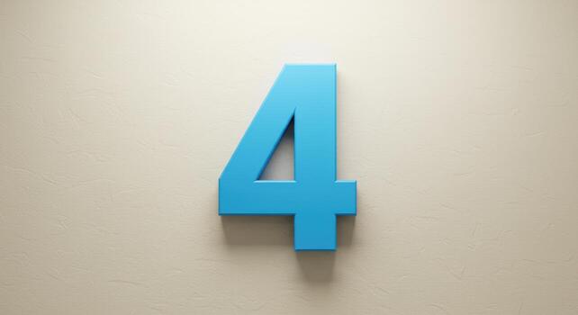 Artistic Number Four in Blue Hue photo