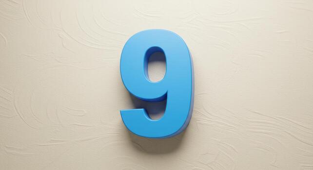 Number Nine Blue with Modern Texture photo